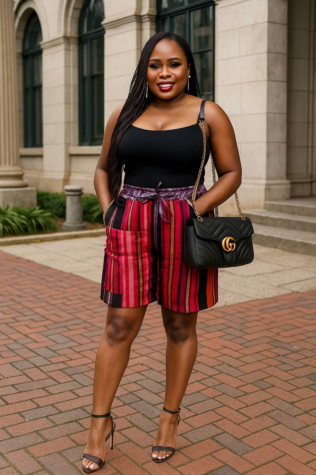 Ese Multicolored Aso-Oke High-Waist Shorts