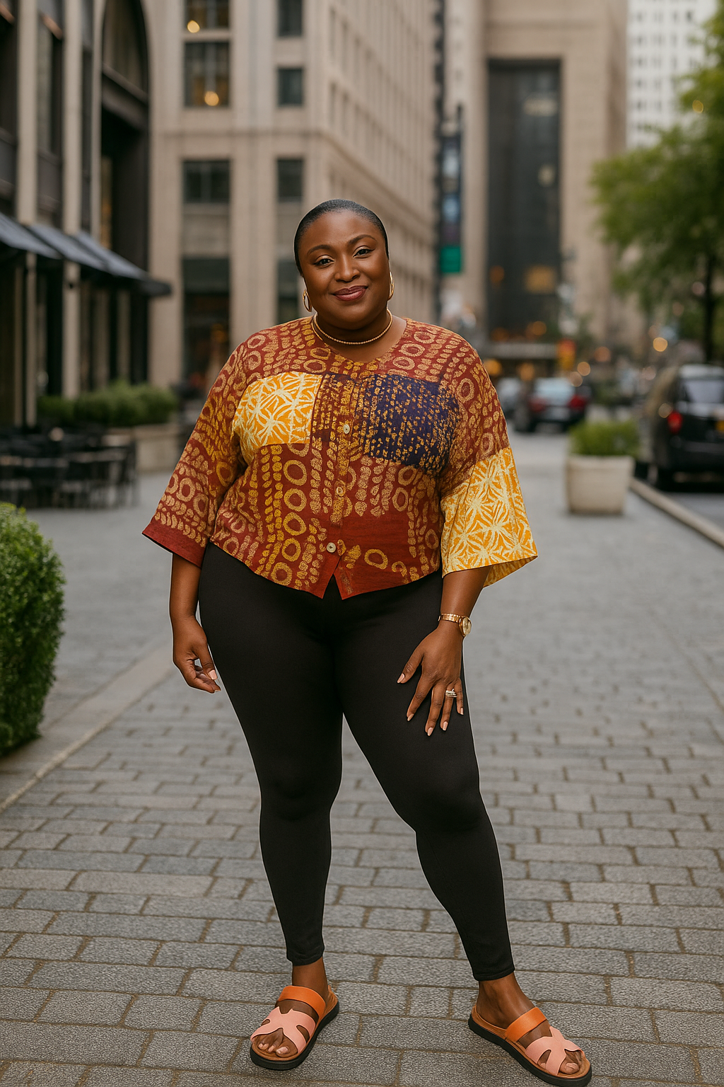 Adire Patched Boxy Blouse