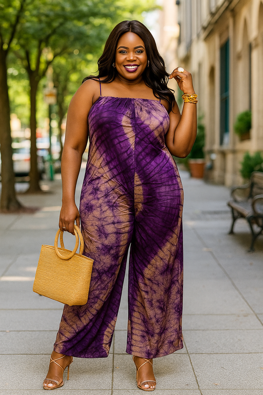 Adire Rayon Wide-Leg Jumpsuit