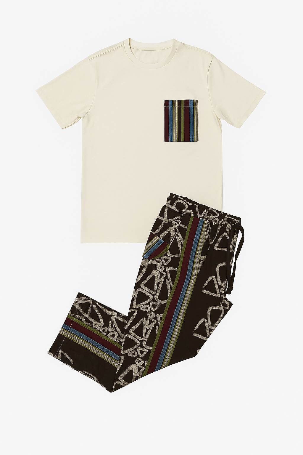 Deji Adire Lounge Pant & Cotton Tee Set