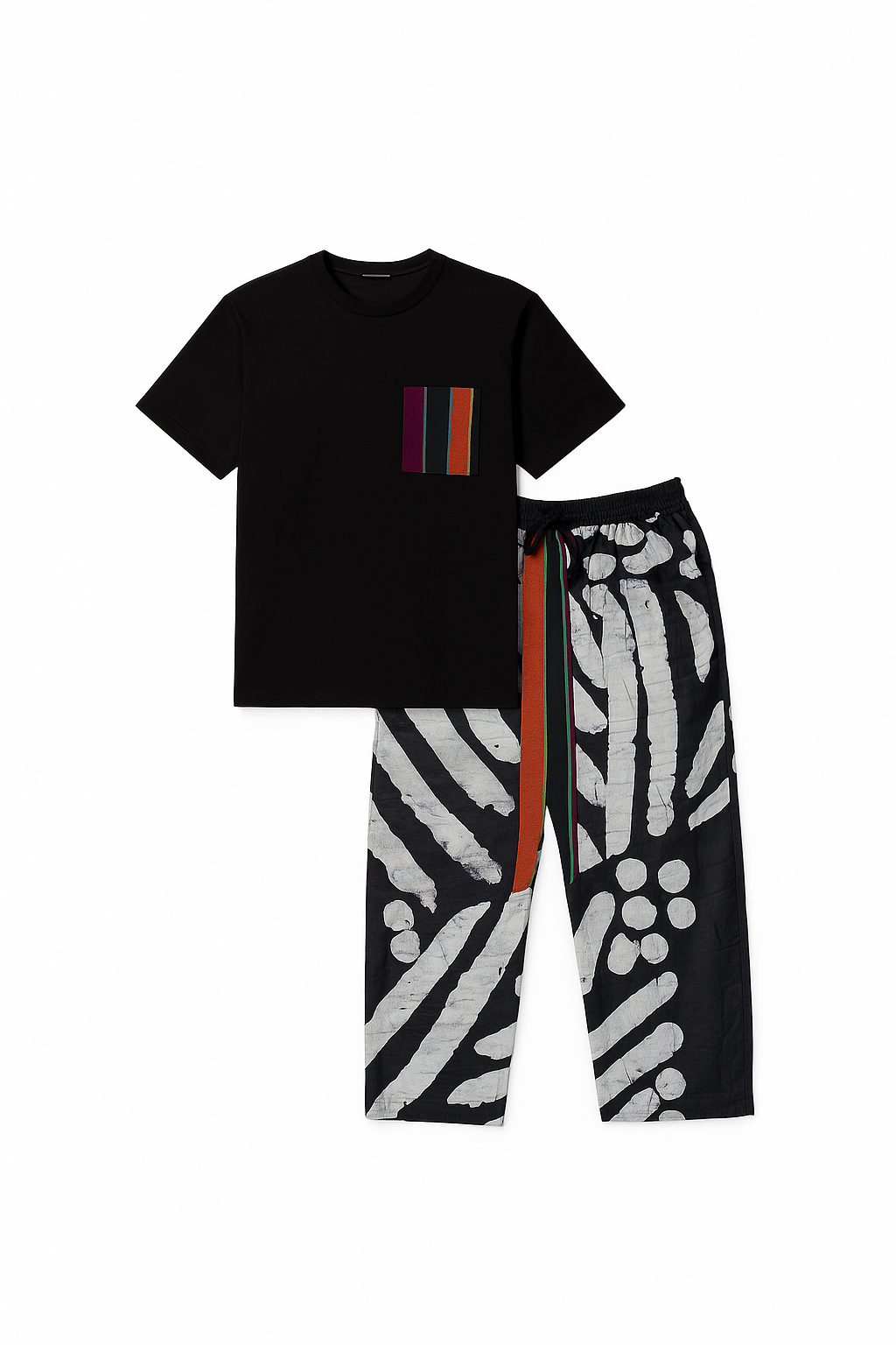 Deji Adire Lounge Pant & Cotton Tee Set