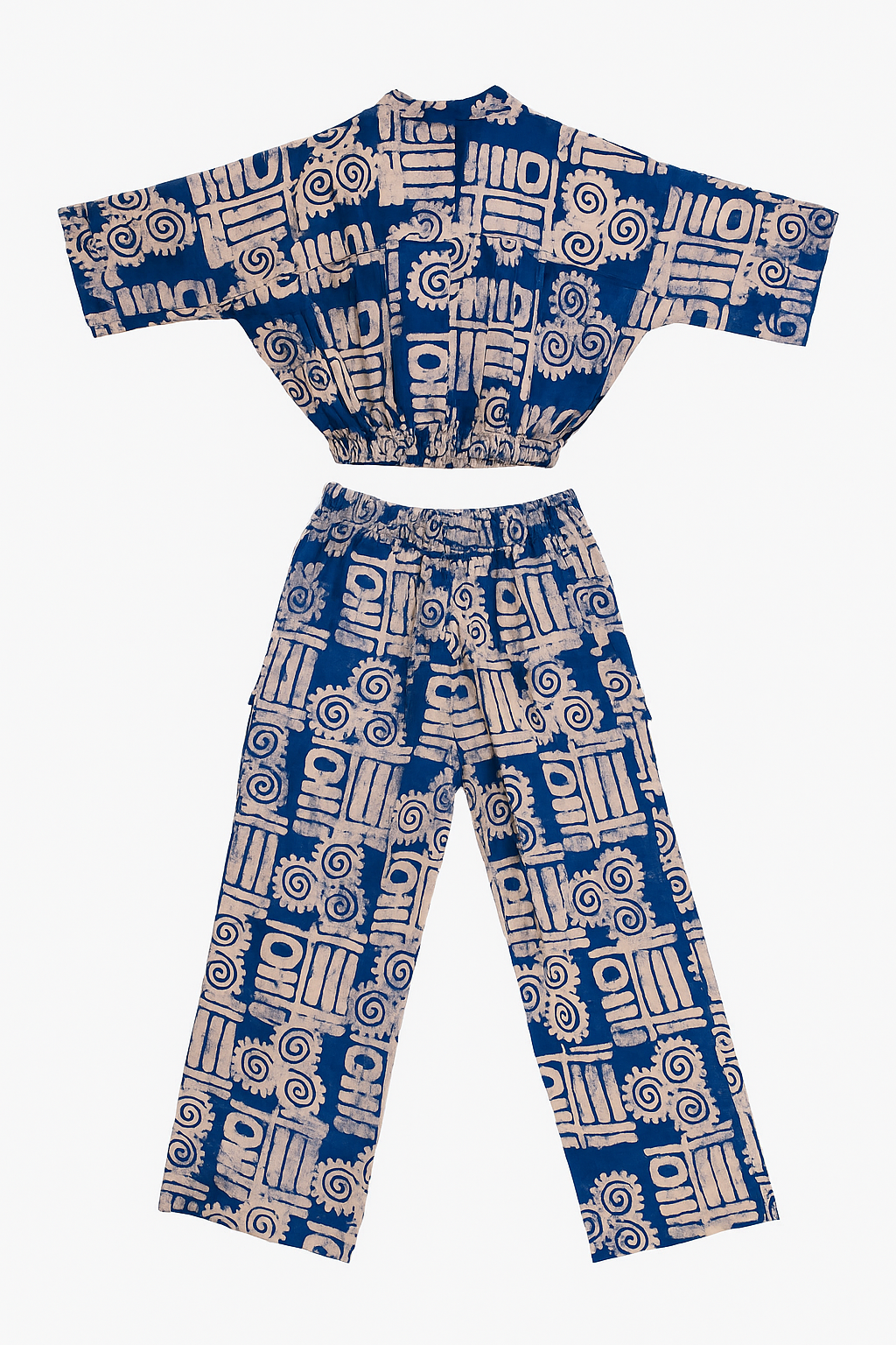 Banx Adire Two-Piece Co-Ord Set – Crop Shirt + Wide-Leg Pants