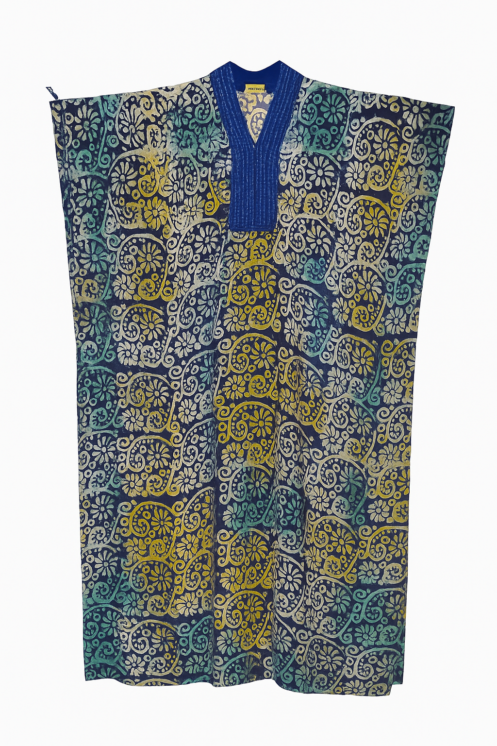 Bukola Adire Bubu with Embellished Neckline & Drawstring Sleeves