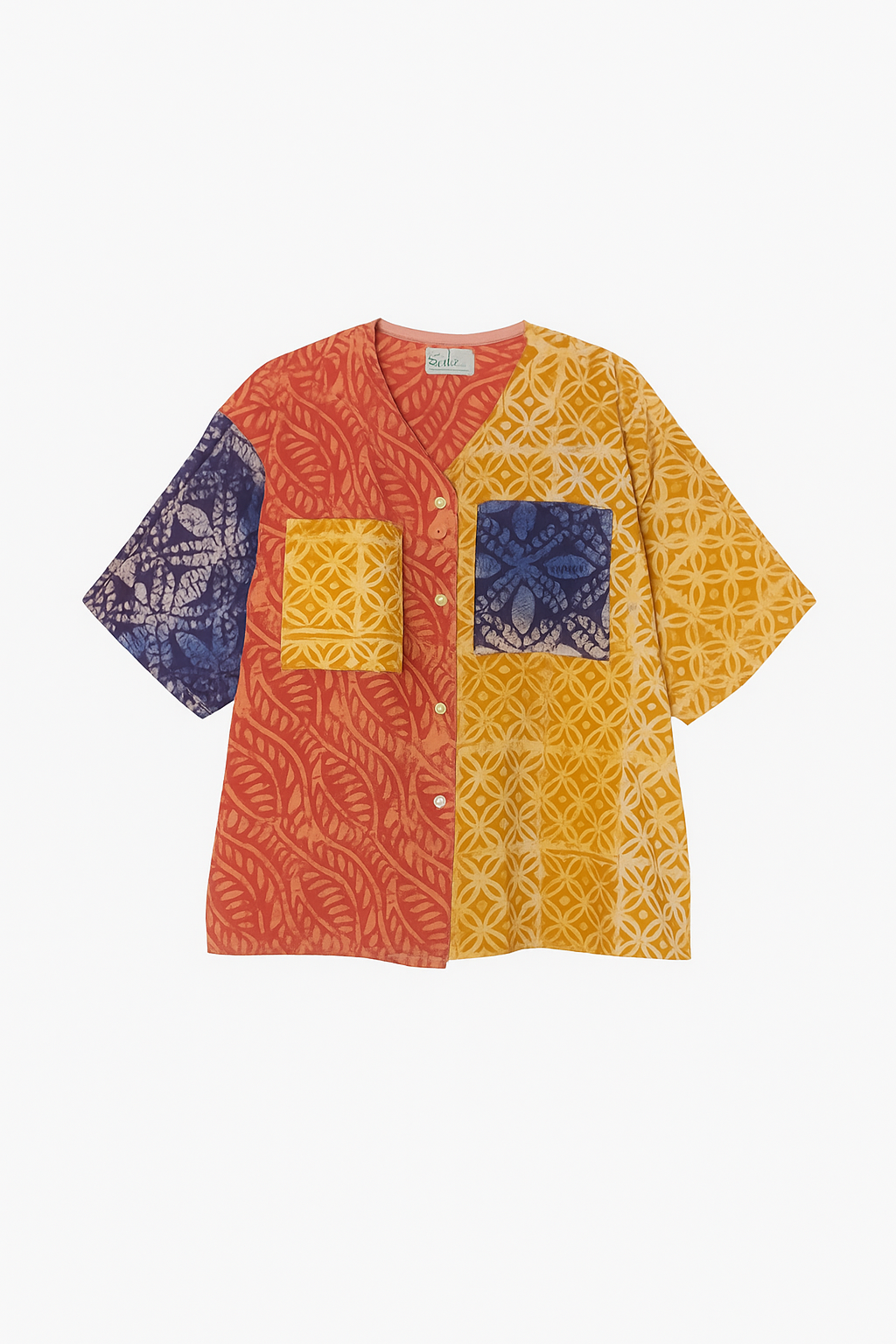 Adire Patched Boxy Blouse