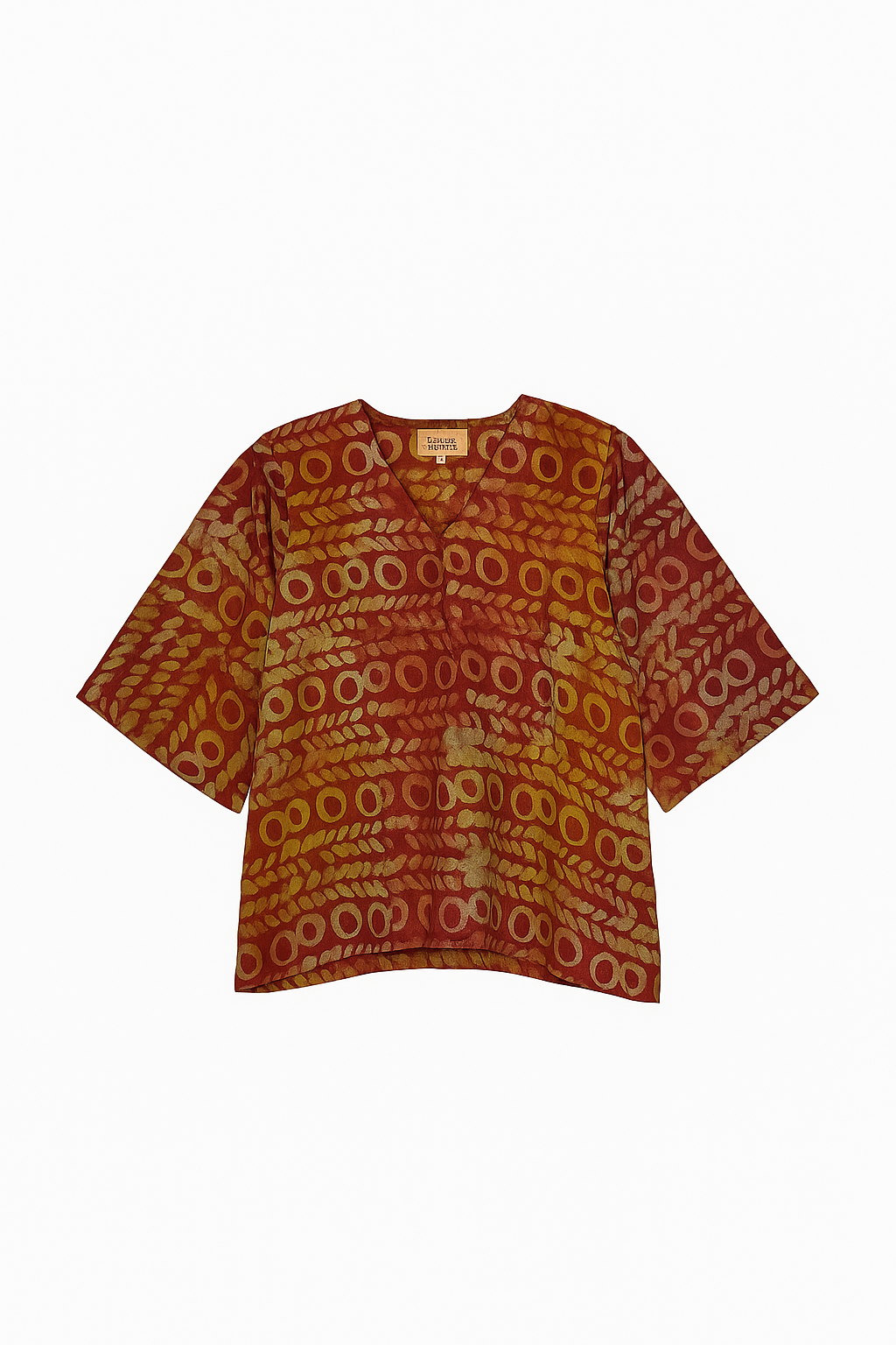 Ruched Adire Crepe Top
