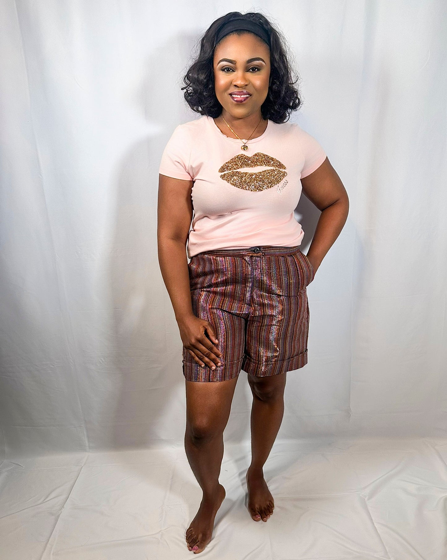 Shimmery Aso-Oke Tailored Shorts