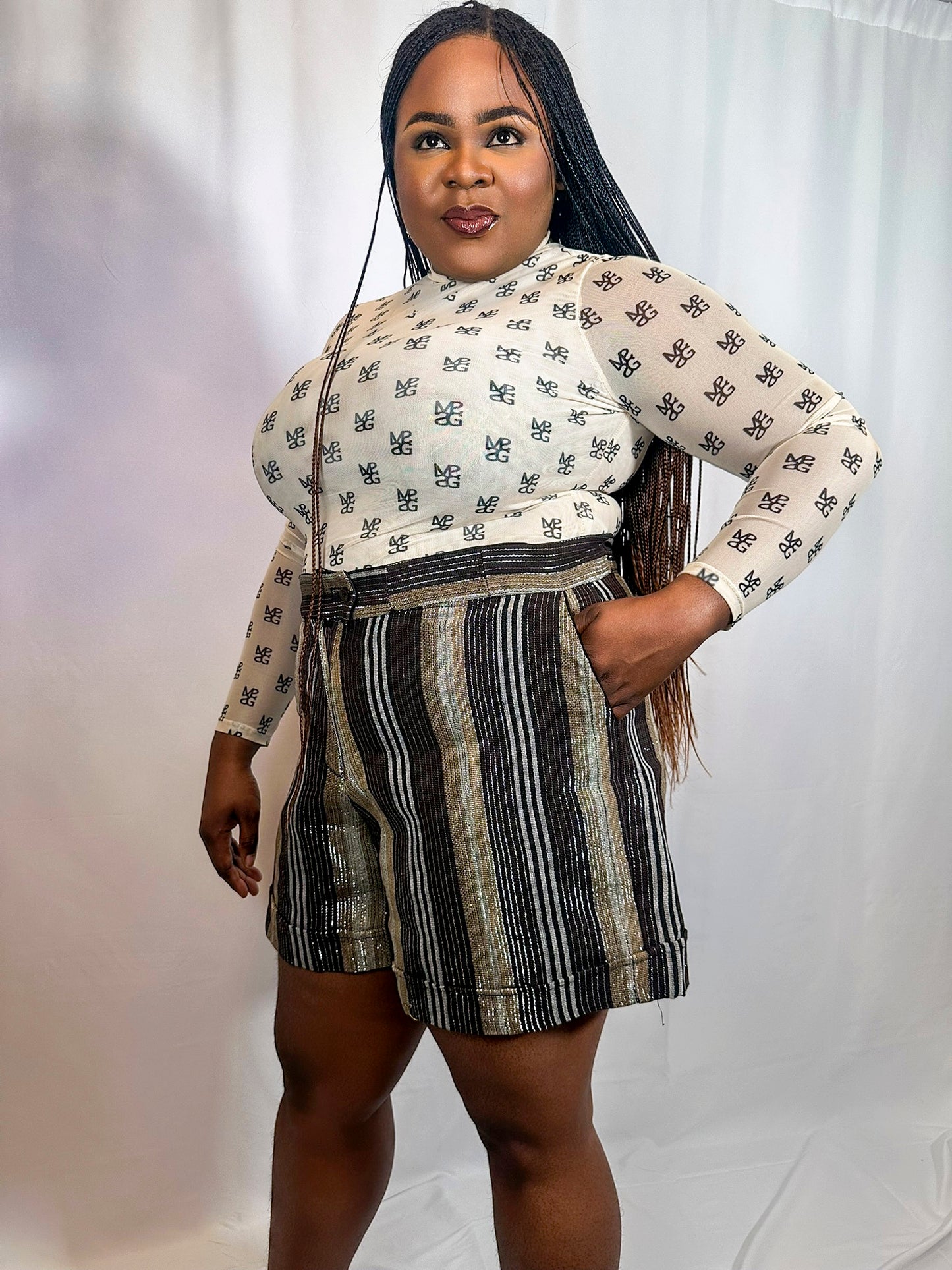 Shimmery Aso-Oke Tailored Shorts