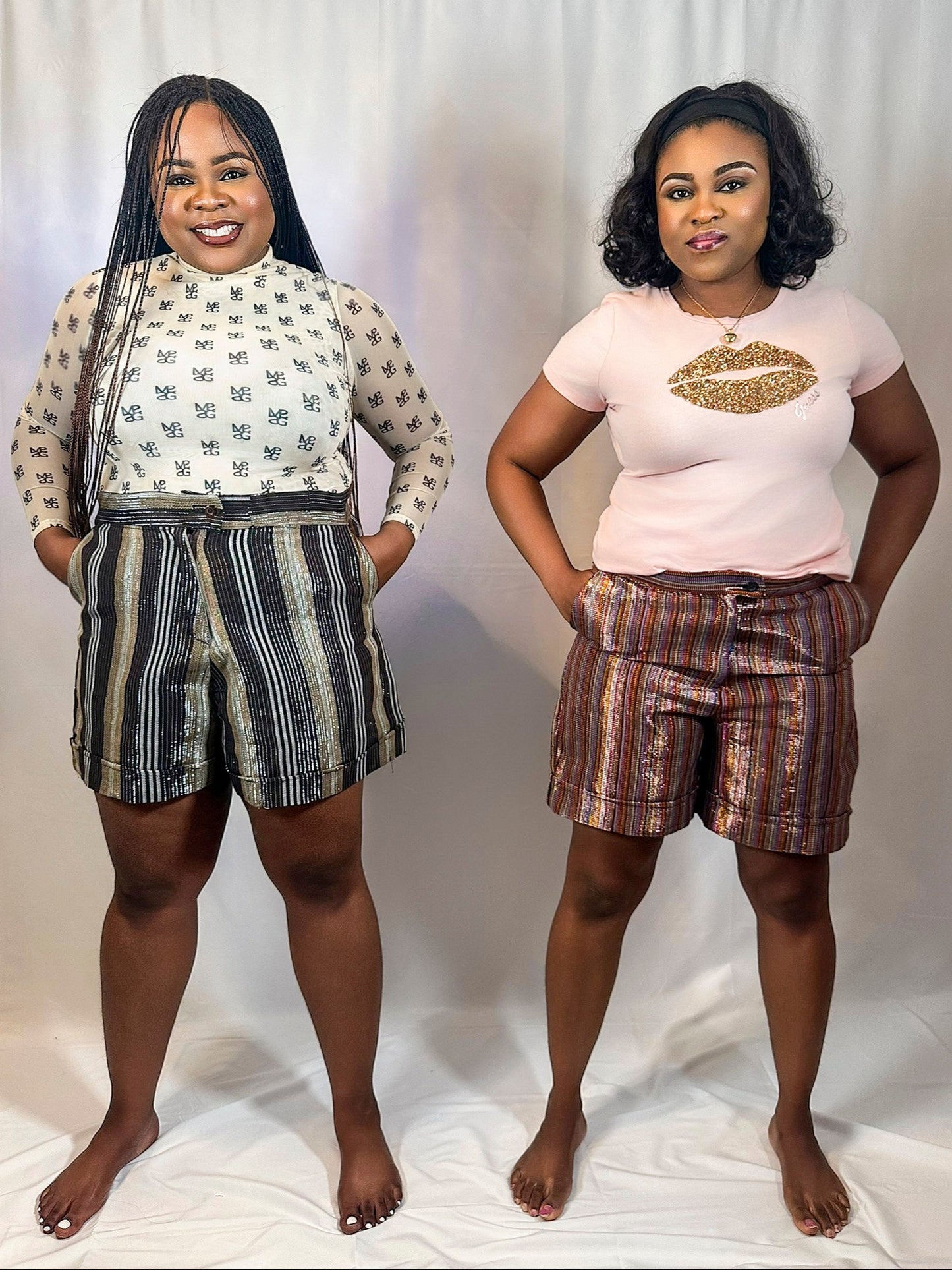 Shimmery Aso-Oke Tailored Shorts