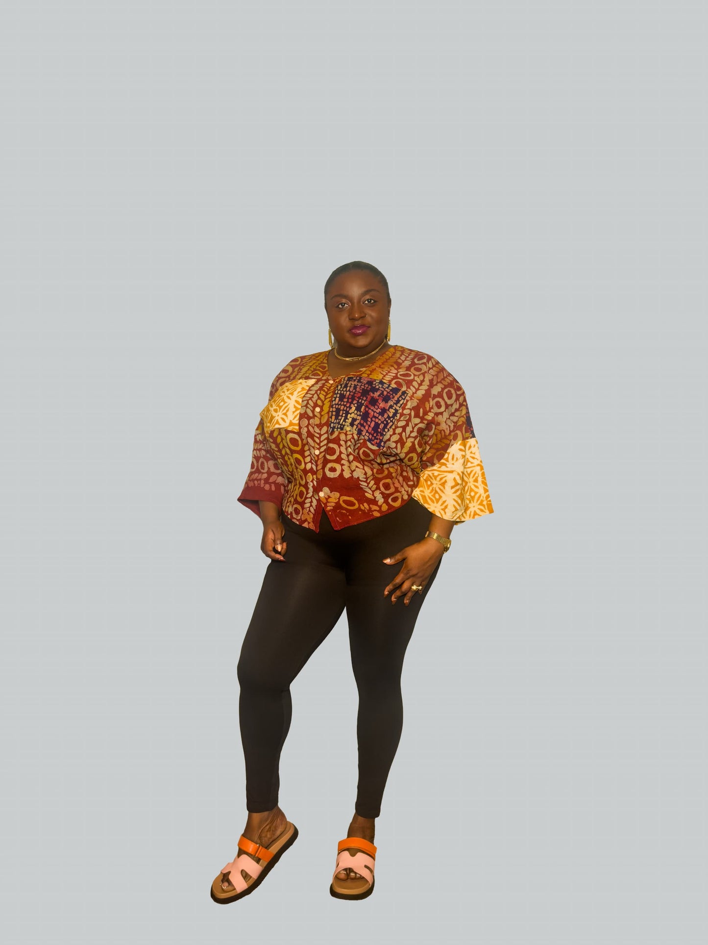 Adire Patched Boxy Blouse