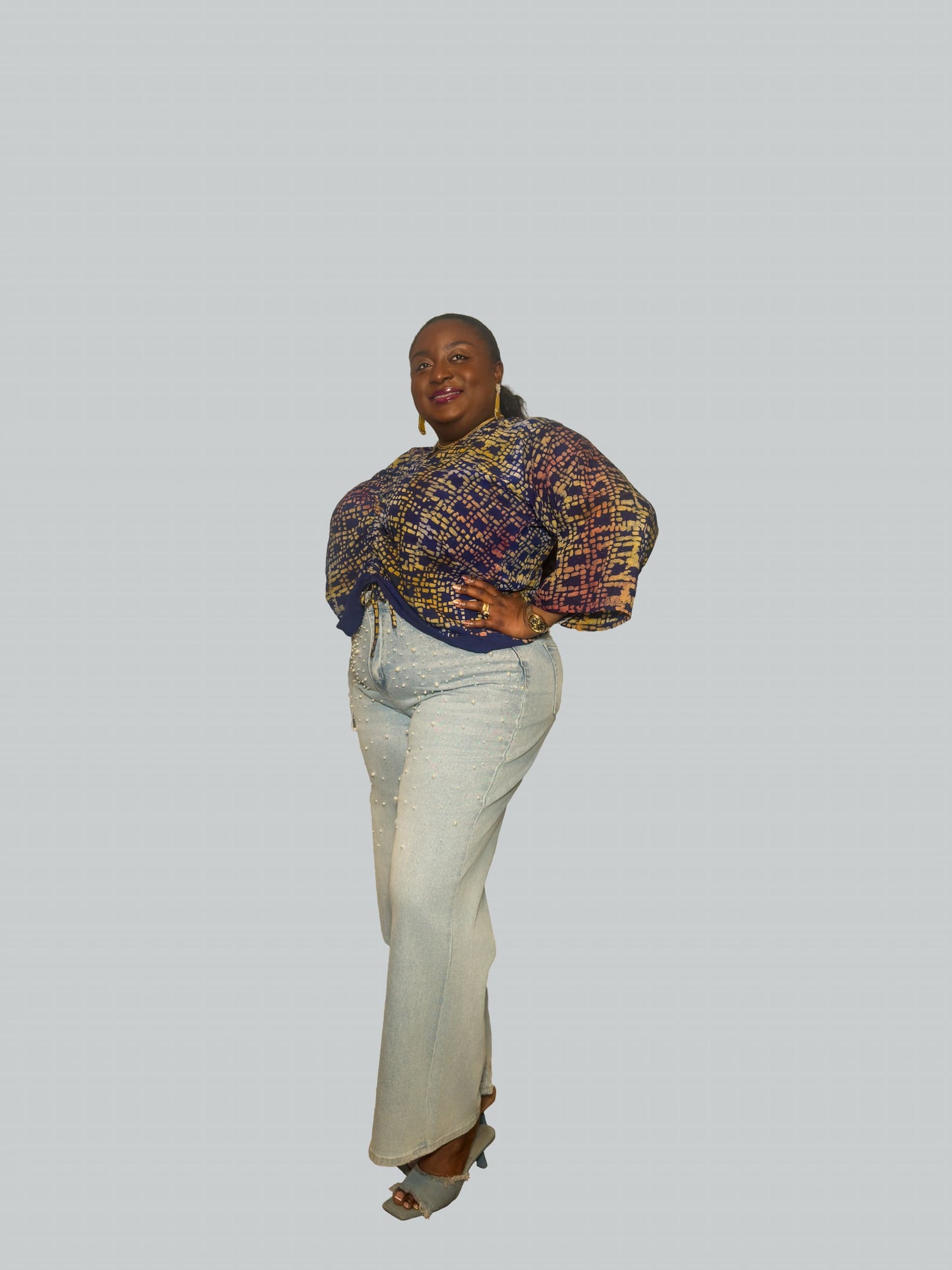 Ruched Adire Crepe Top