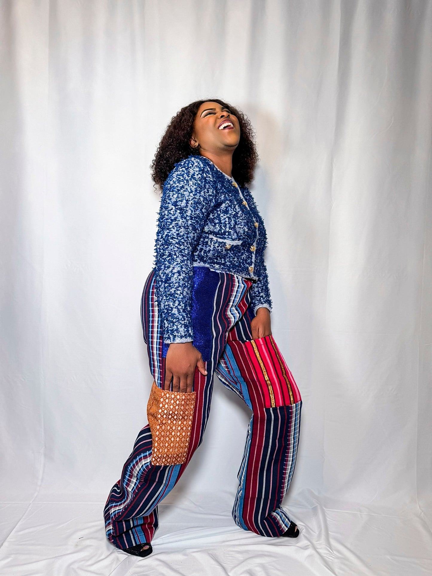 Folake Multicolored Aso-Oke Wide Leg Pants