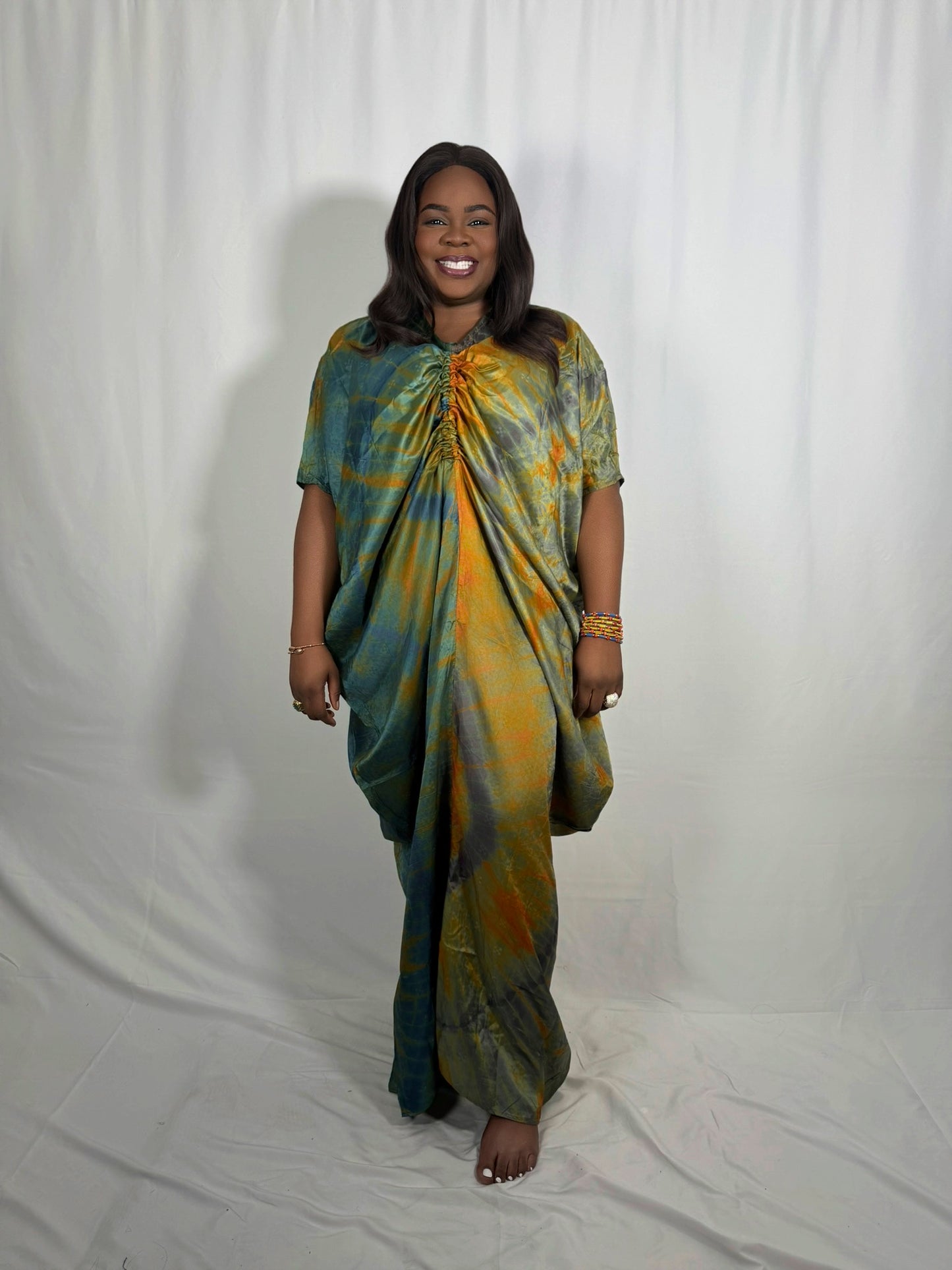 Adire Ruched Bubu Dress