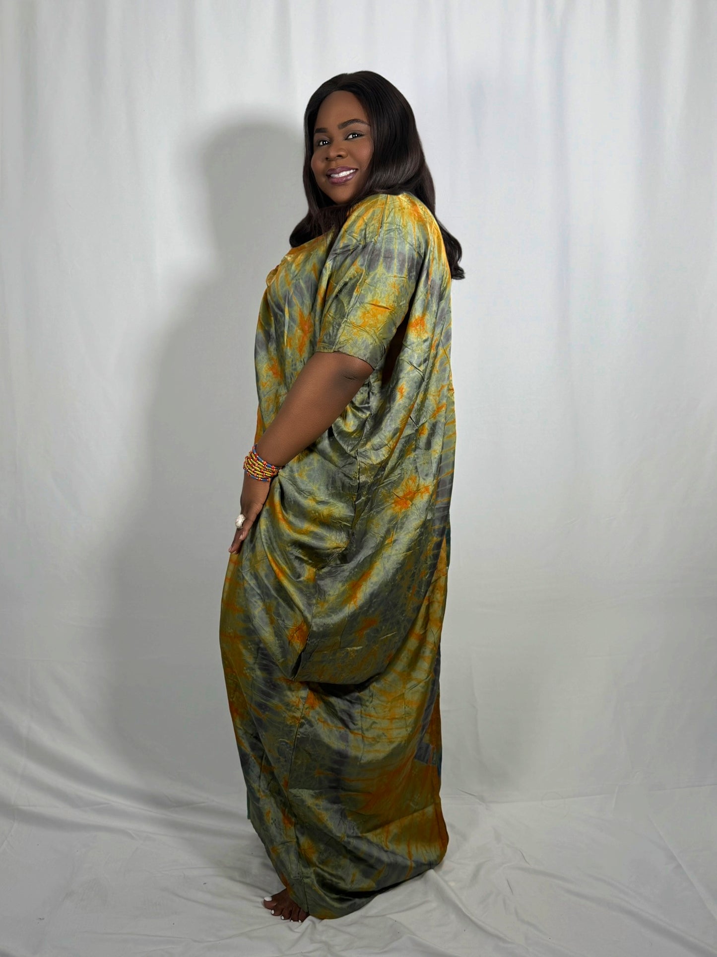 Adire Ruched Bubu Dress