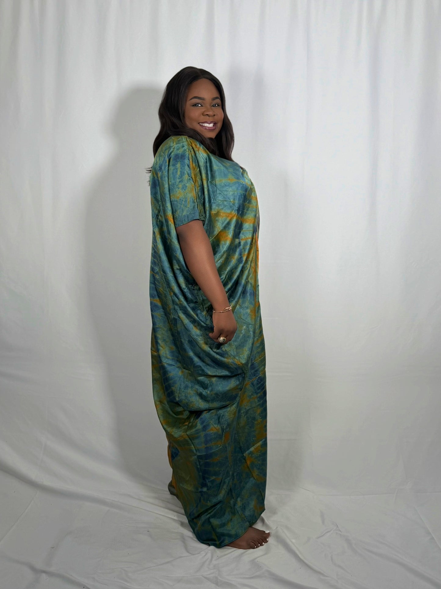 Adire Ruched Bubu Dress