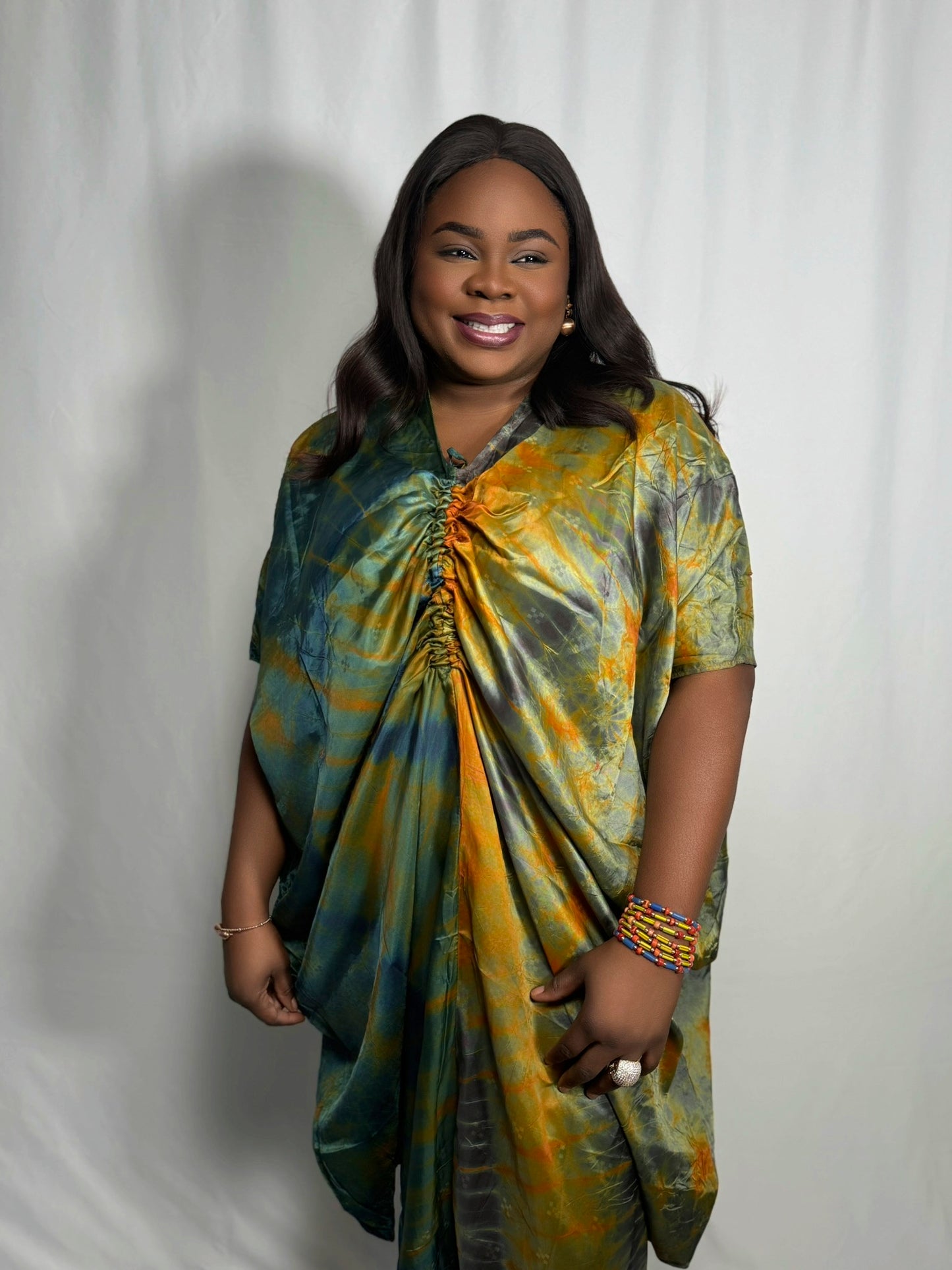 Adire Ruched Bubu Dress