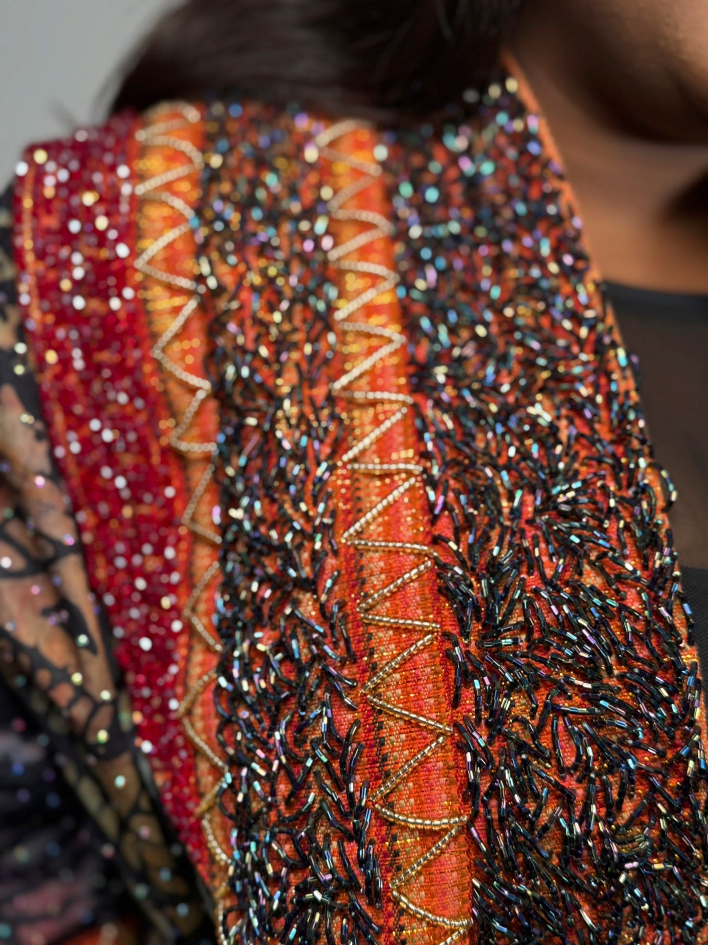 Adufe Adire & Aso-Oke Beaded Embellished Kimono