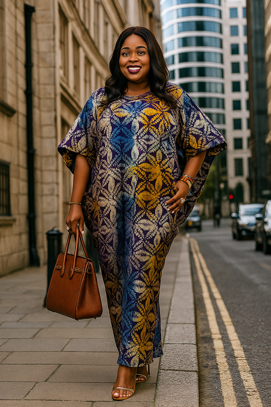 Sola Adire Embellished Bubu with Bubble Sleeves