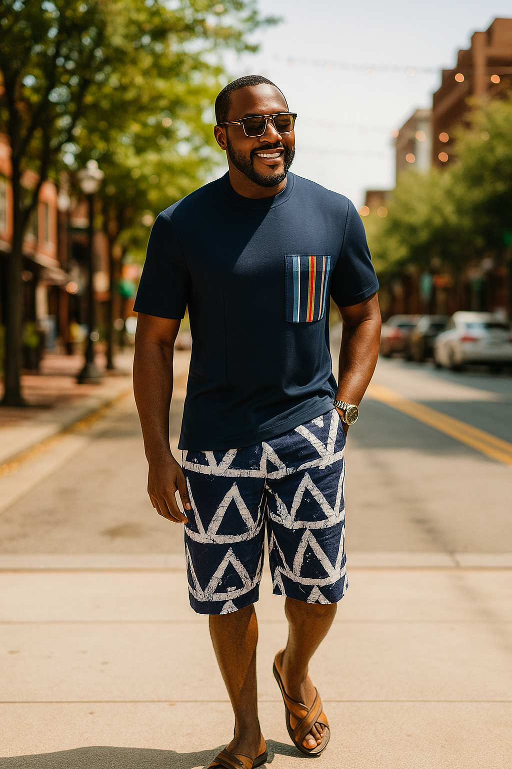 Deji Adire Shorts & Cotton Tee Set