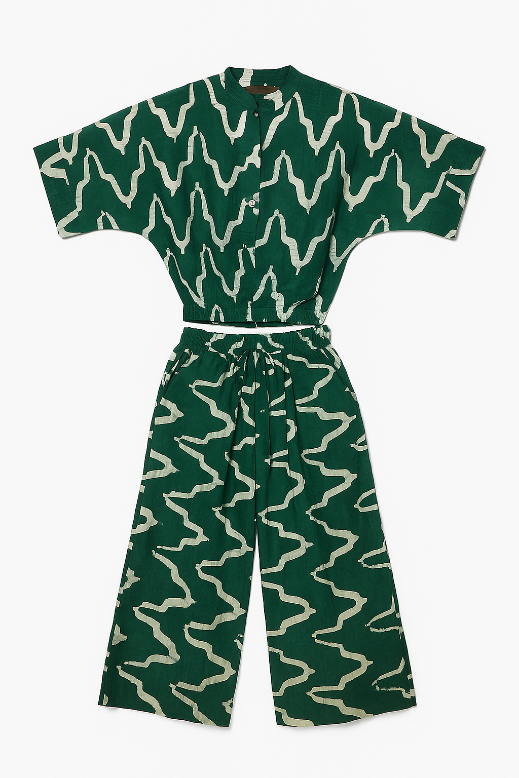 Banx Adire Two-Piece Co-Ord Set – Crop Shirt + Wide-Leg Pants