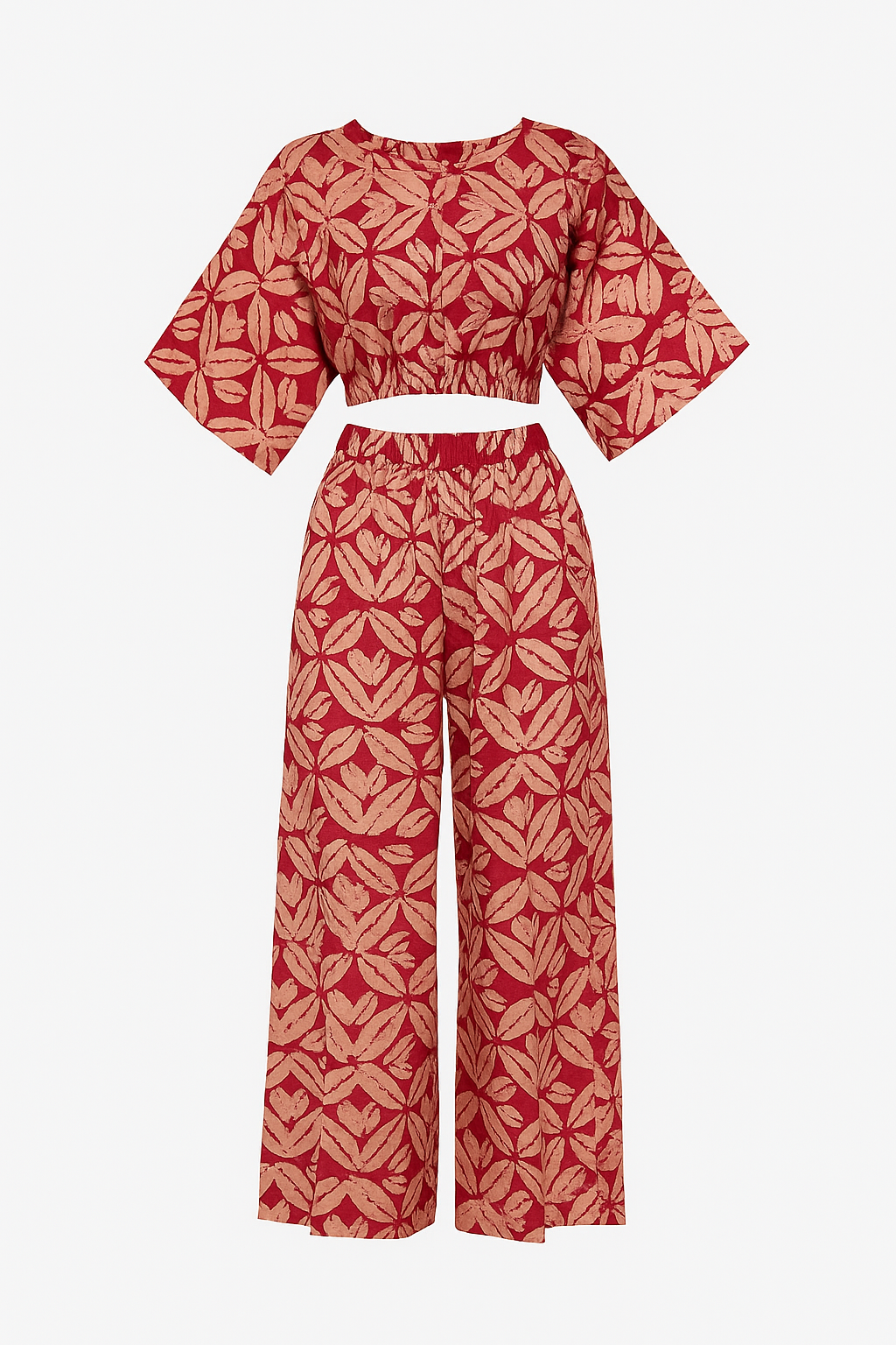 Banx Adire Two-Piece Co-Ord Set – Crop Shirt + Wide-Leg Pants