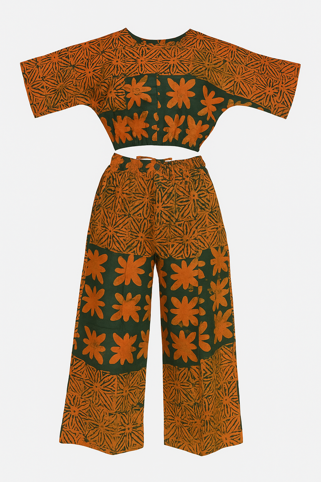 Banx Adire Two-Piece Co-Ord Set – Crop Shirt + Wide-Leg Pants