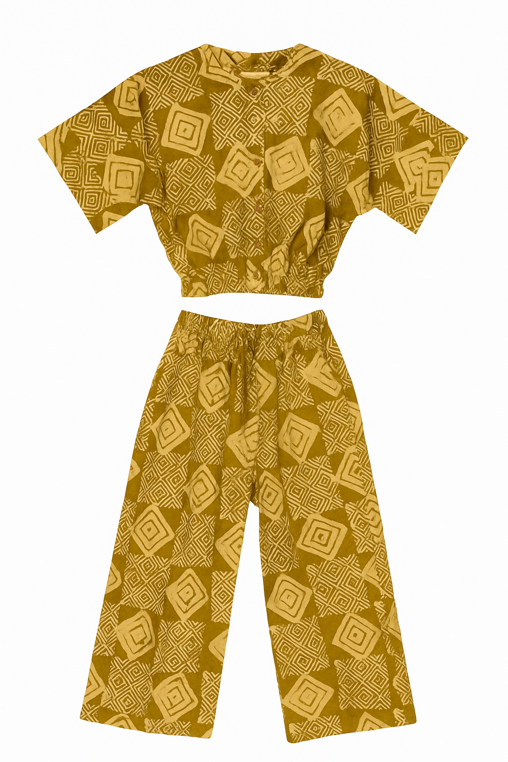 Banx Adire Two-Piece Co-Ord Set – Crop Shirt + Wide-Leg Pants