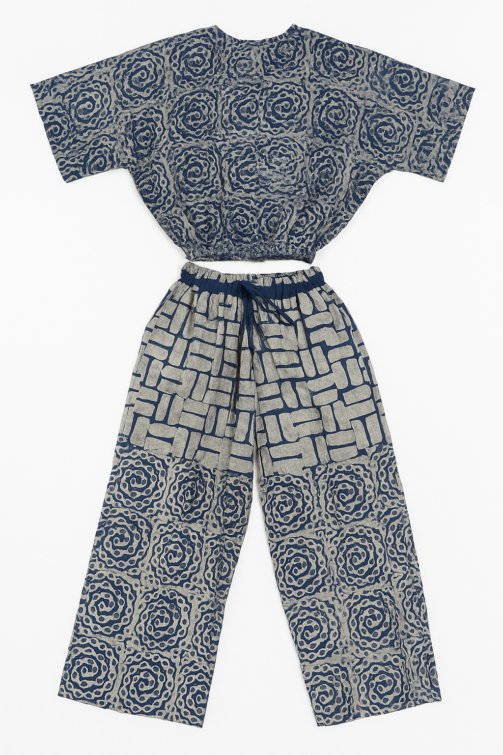 Banx Adire Two-Piece Co-Ord Set – Crop Shirt + Wide-Leg Pants