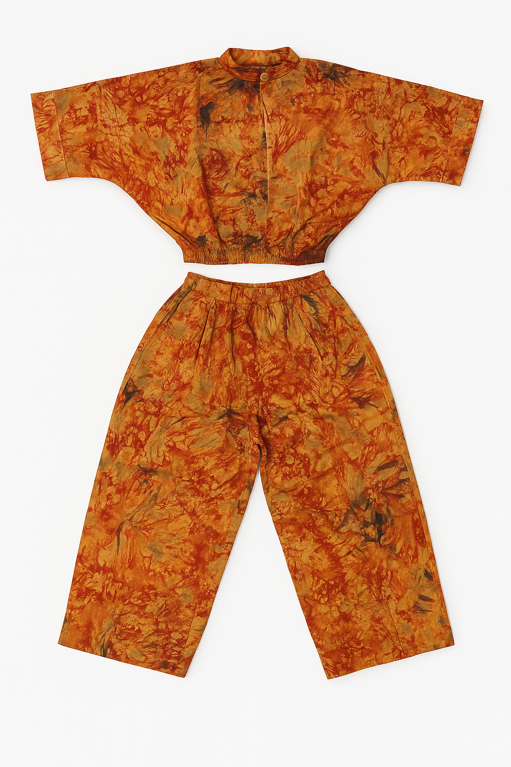 Banx Adire Two-Piece Co-Ord Set – Crop Shirt + Wide-Leg Pants