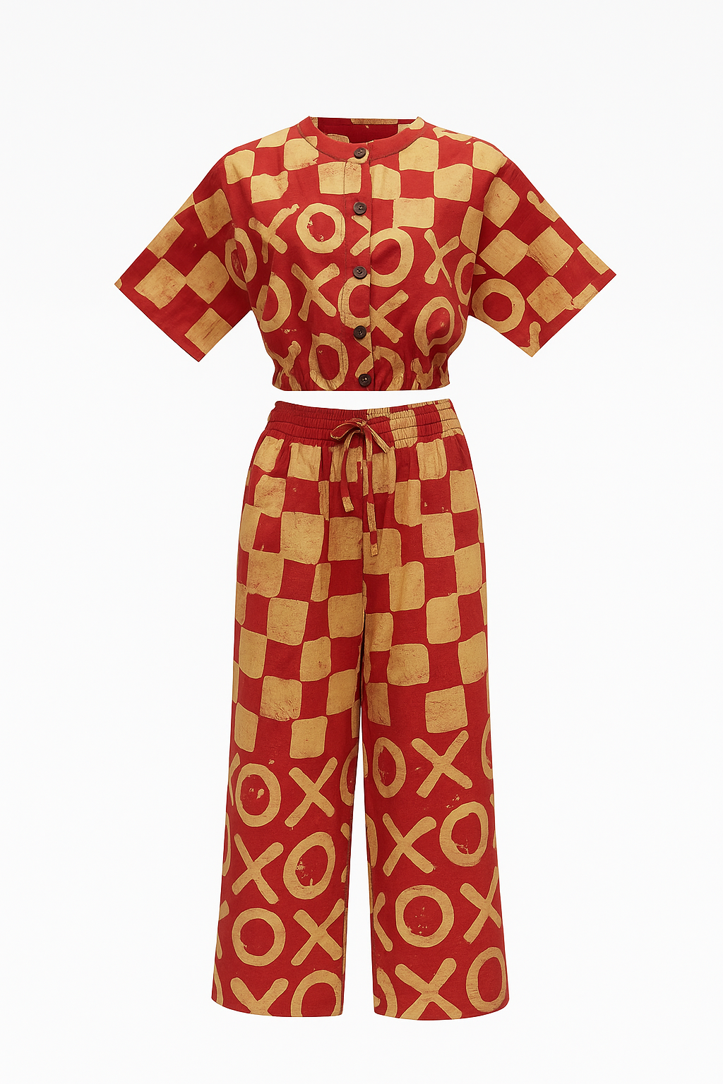 Banx Adire Two-Piece Co-Ord Set – Crop Shirt + Wide-Leg Pants