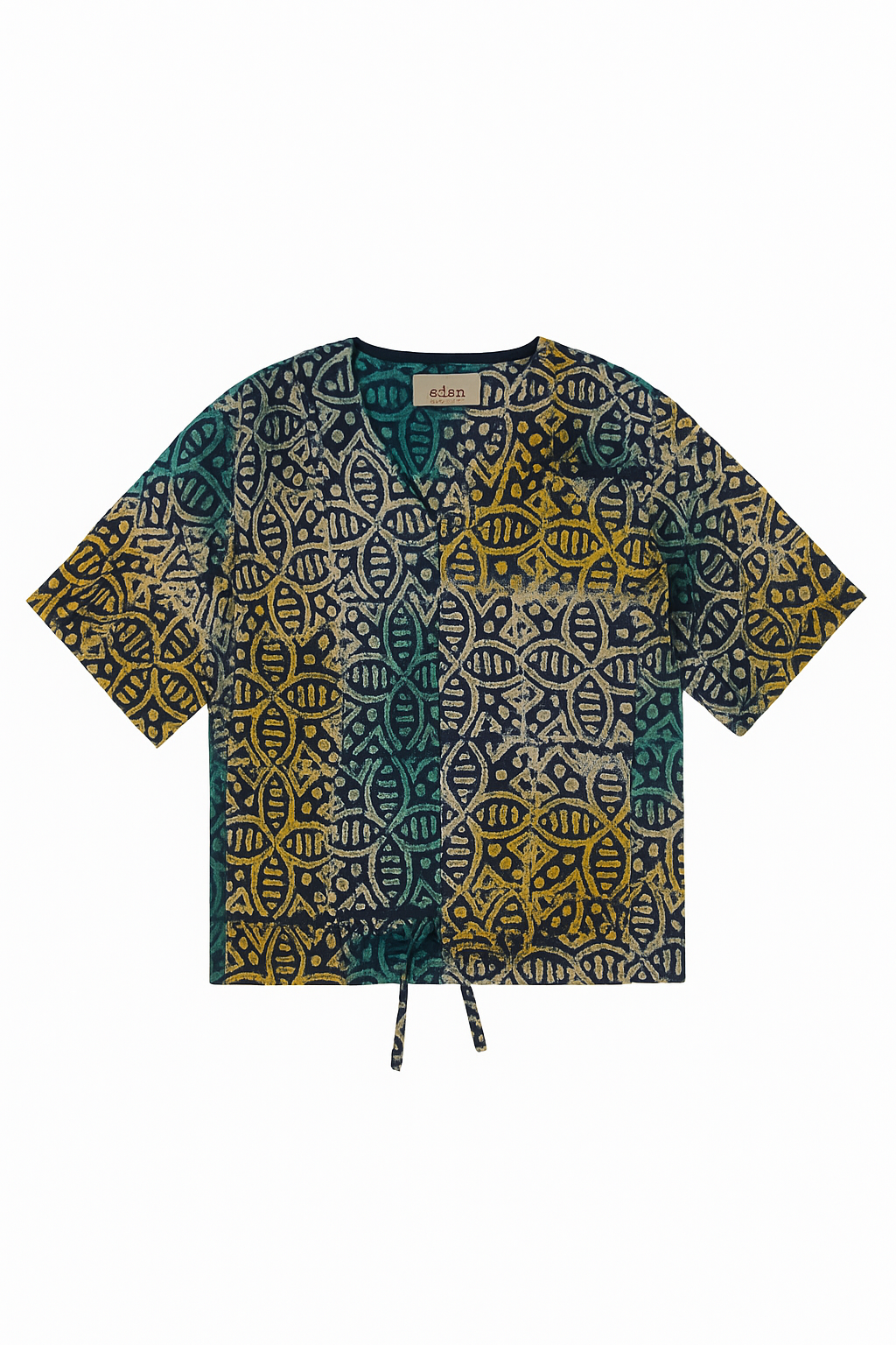 Ruched Adire Crepe Top