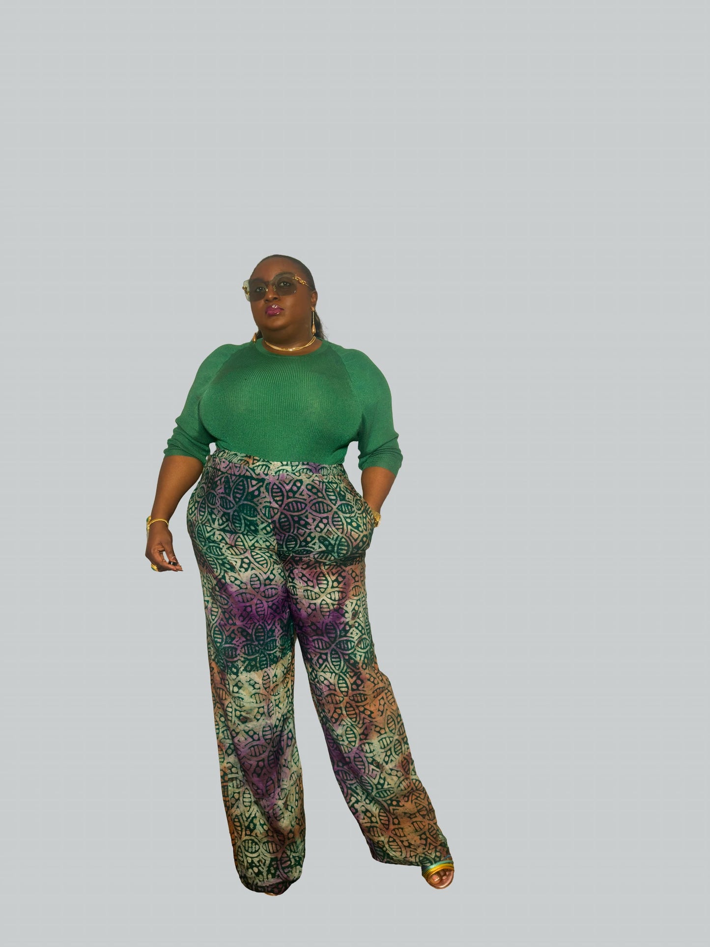 Adire Crepe Wide-Leg Pant – Multicolor Burst