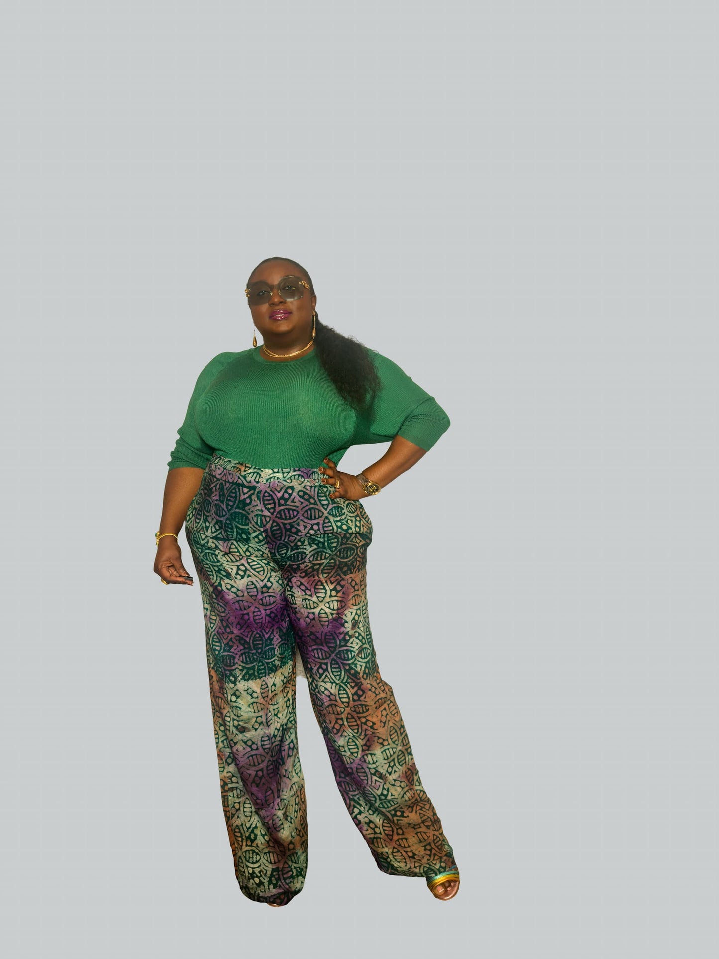 Adire Crepe Wide-Leg Pant – Multicolor Burst