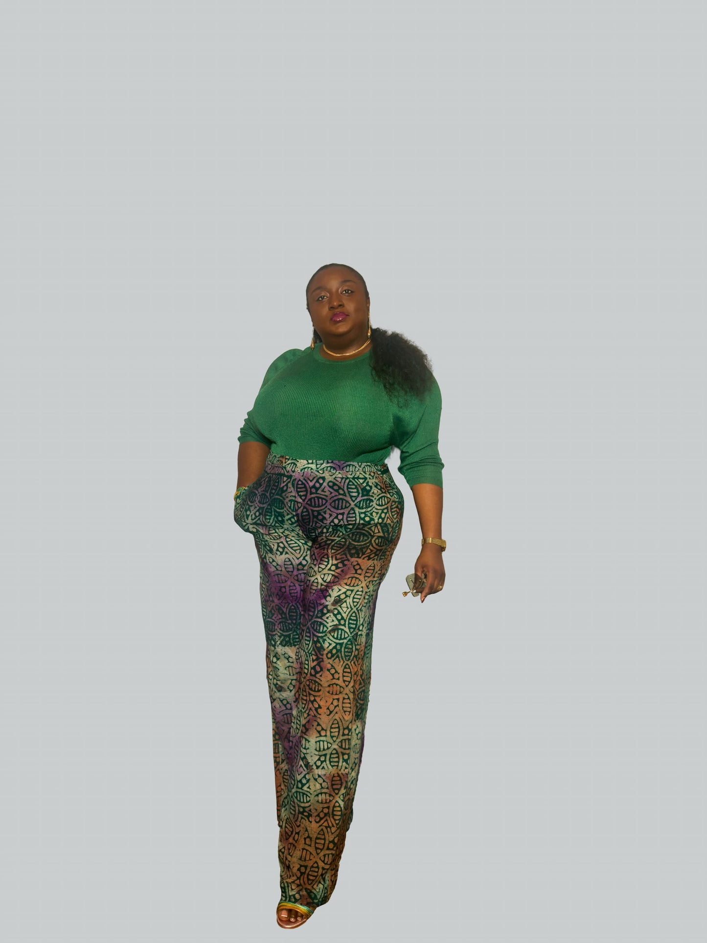 Adire Crepe Wide-Leg Pant – Multicolor Burst