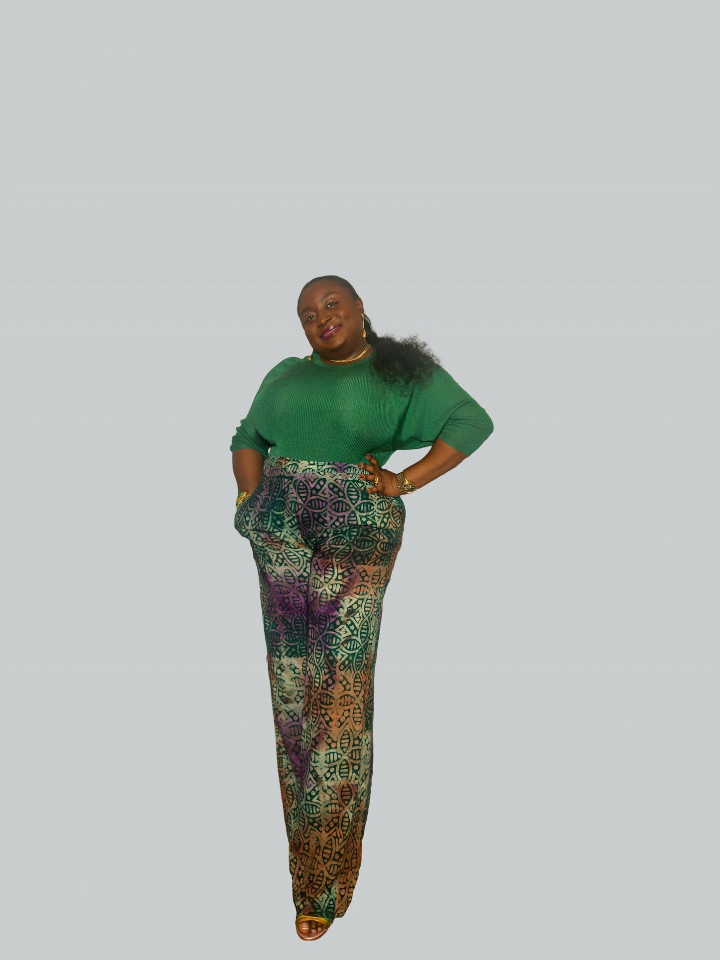 Adire Crepe Wide-Leg Pant – Multicolor Burst