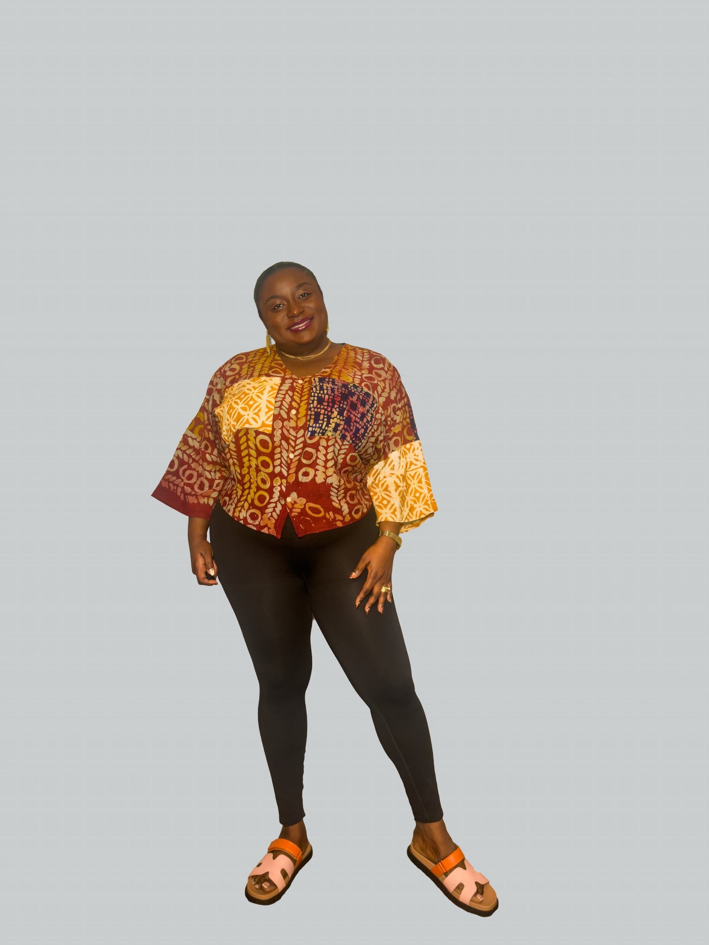 Adire Patched Boxy Blouse