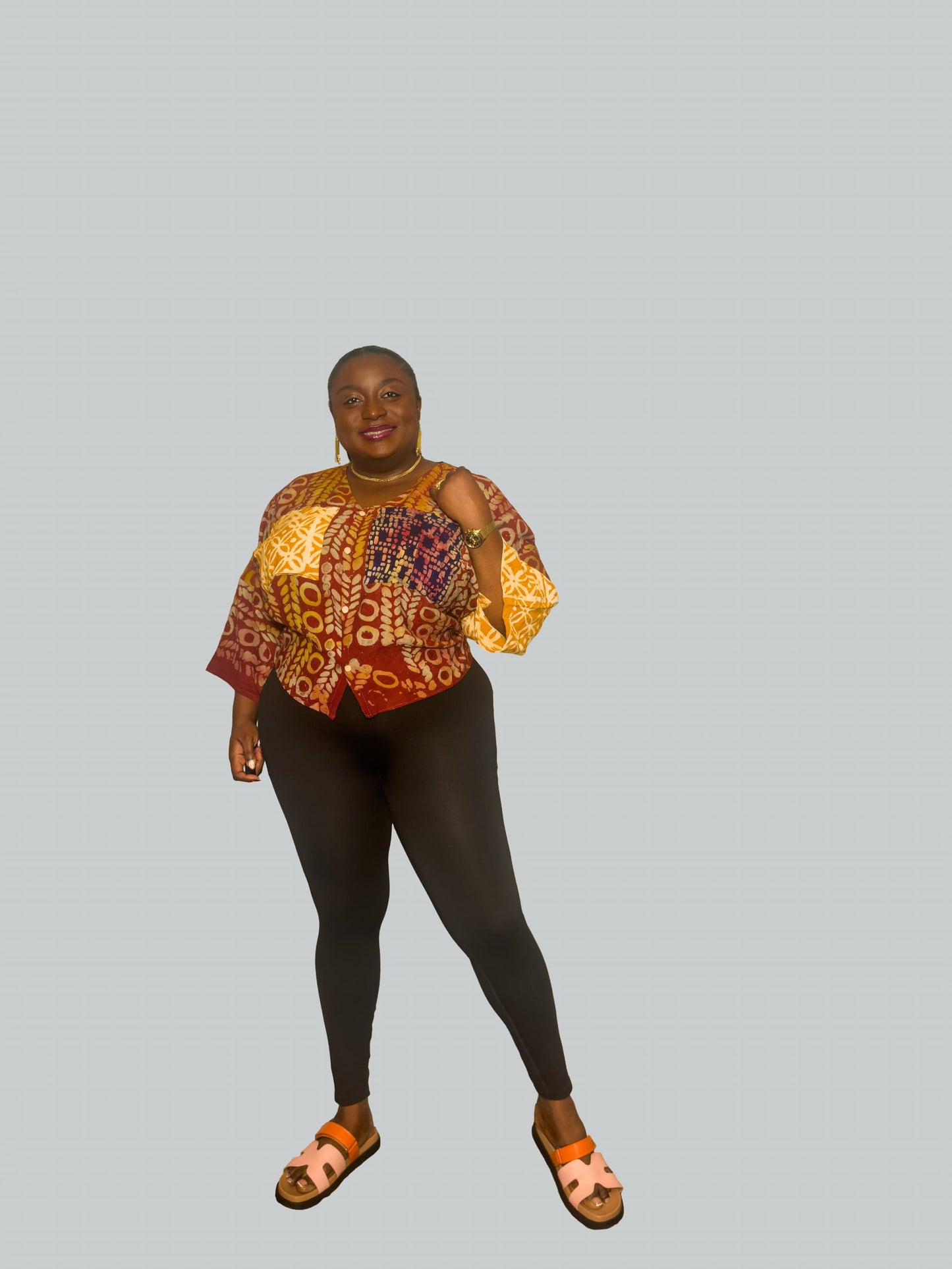 Adire Patched Boxy Blouse