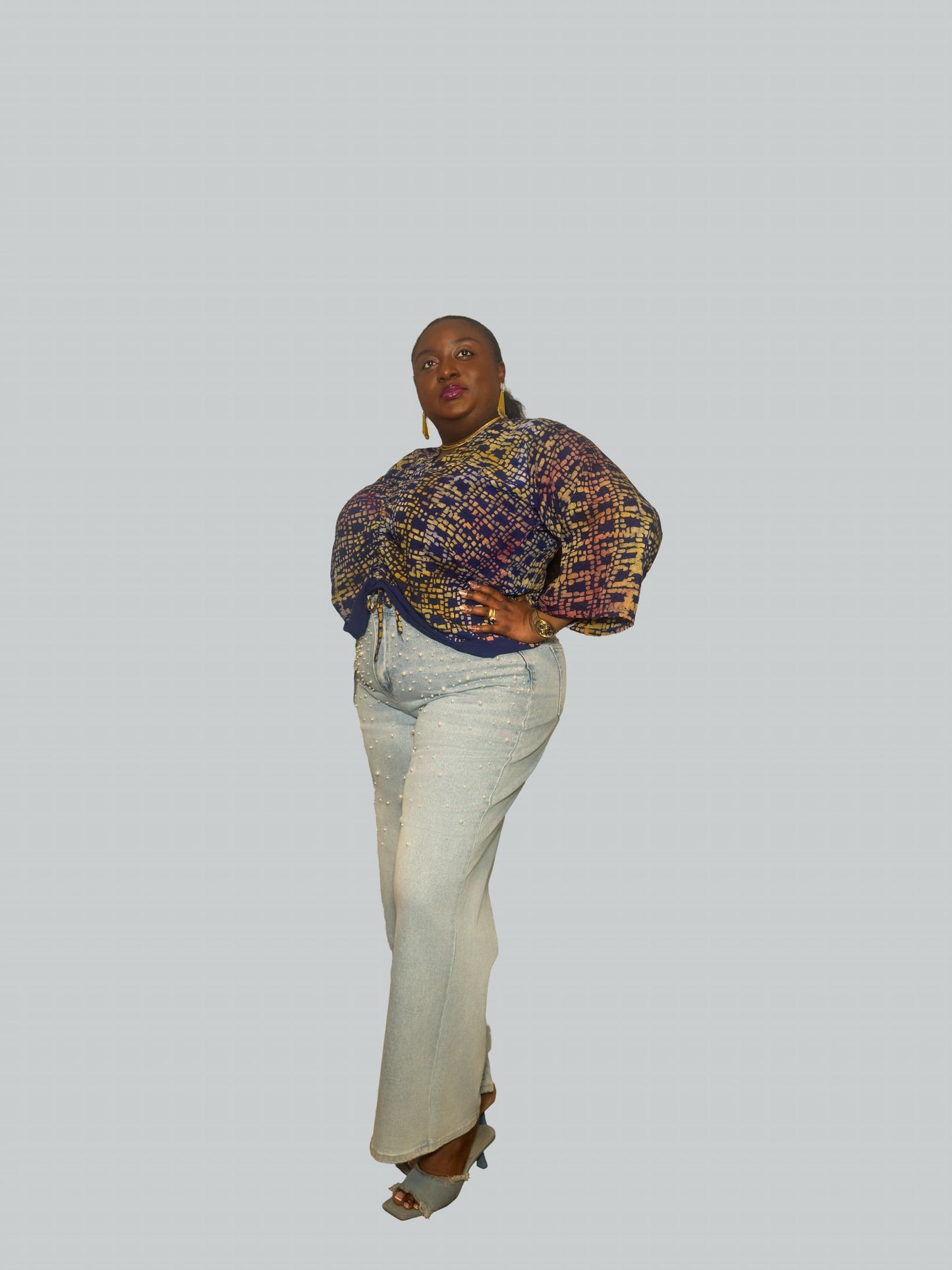 Ruched Adire Crepe Top