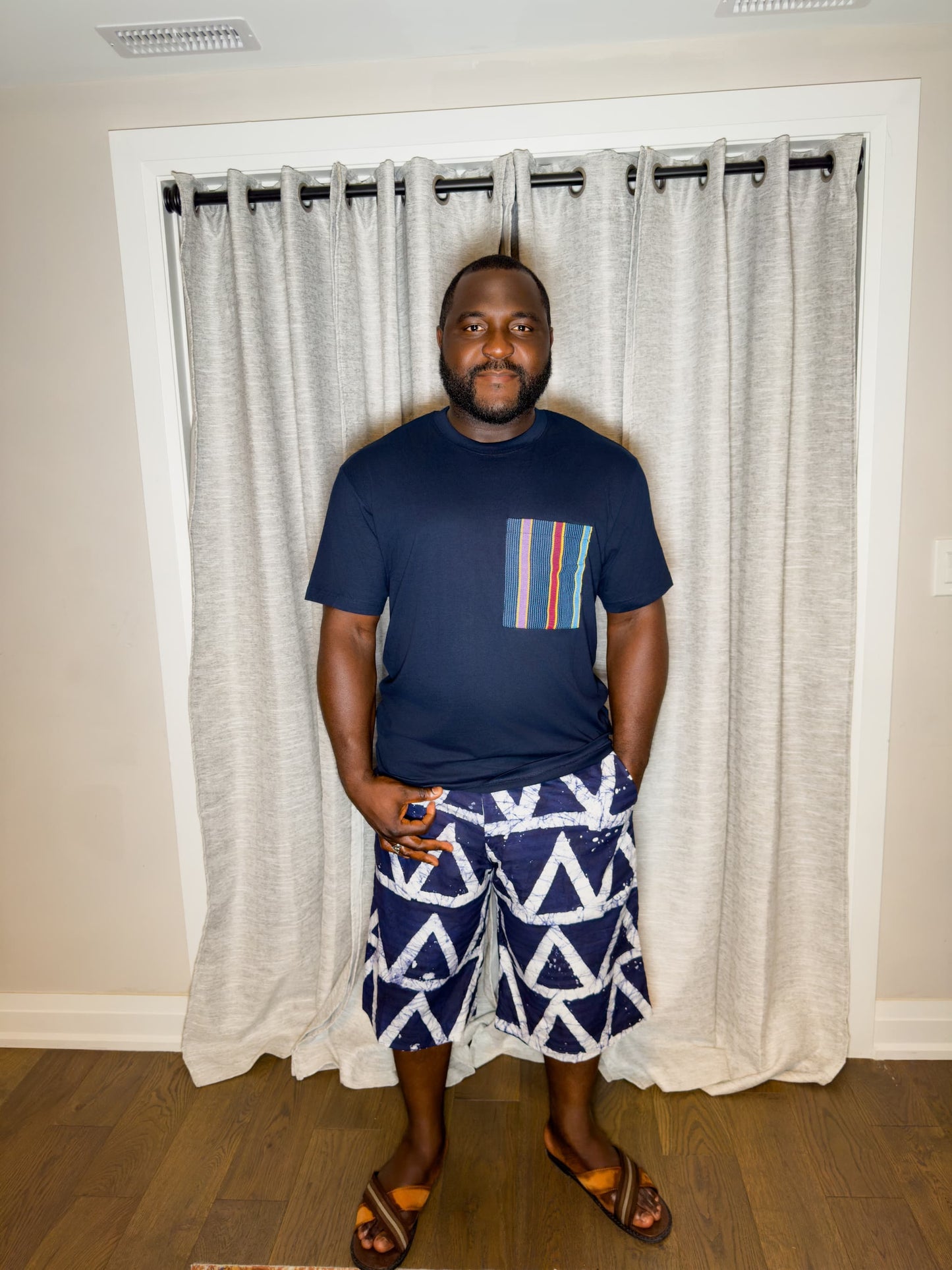 Deji Adire Shorts & Cotton Tee Set