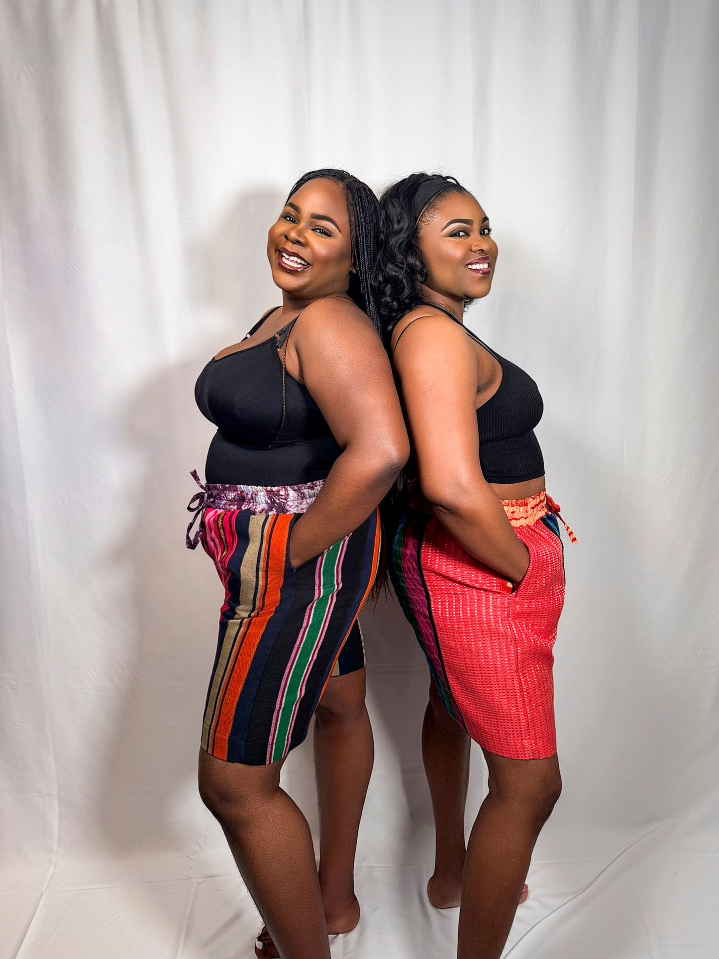 Ese Multicolored Aso-Oke High-Waist Shorts
