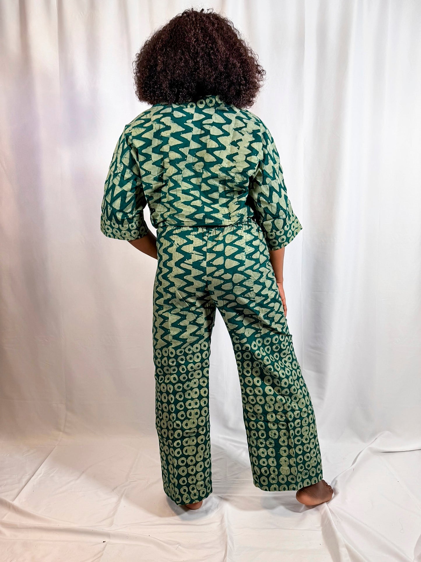 Banx Adire Two-Piece Co-Ord Set – Crop Shirt + Wide-Leg Pants