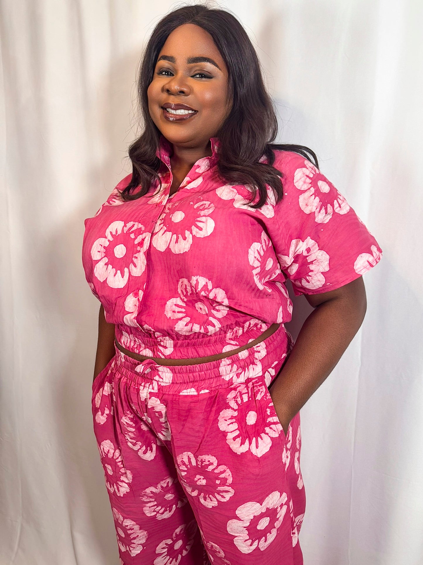 Banx Adire Two-Piece Co-Ord Set – Crop Shirt + Wide-Leg Pants