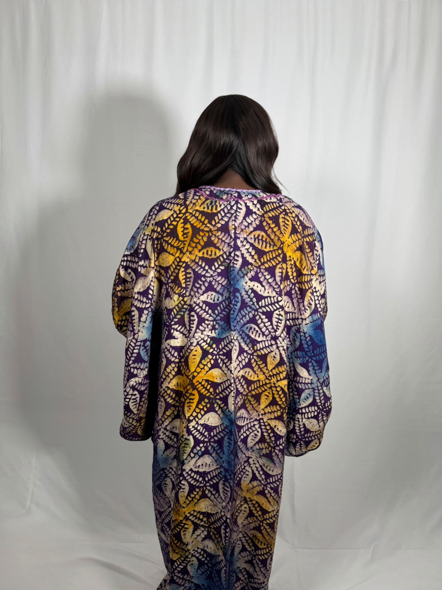 Sola Adire Embellished Bubu with Bubble Sleeves
