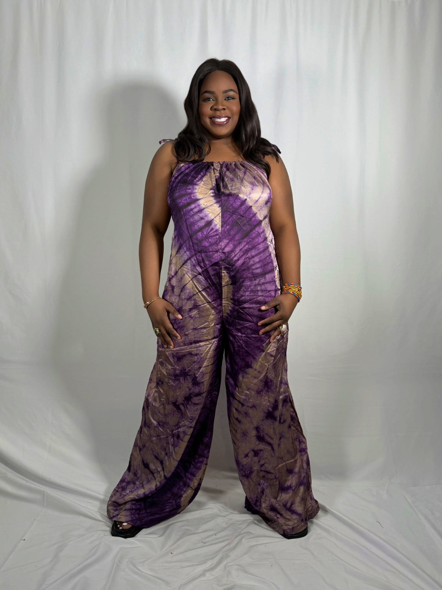 Adire Rayon Wide-Leg Jumpsuit